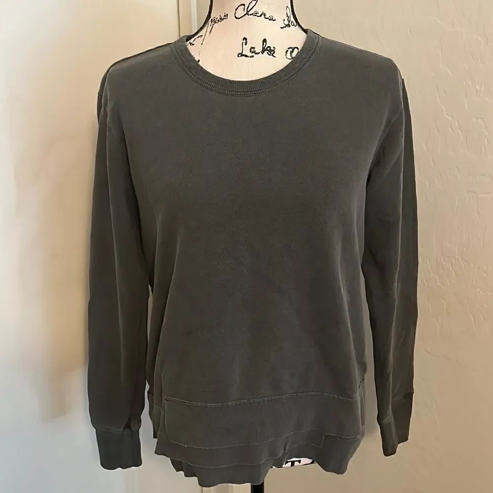 Wilt Gray Distressed Pull Over Sweater Contemporary Casual Boho Feminine